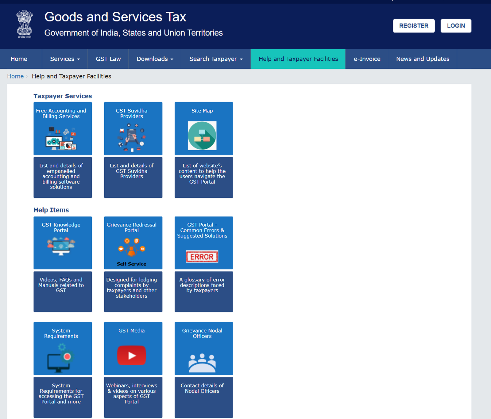 Help and Taxpayer Facilities