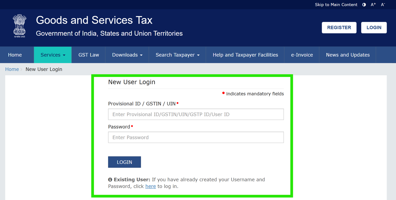 Provisional ID or GSTIN