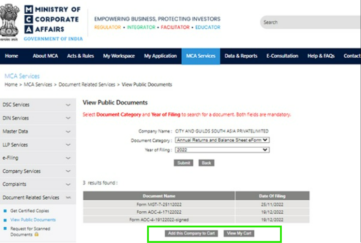 Review Charges and Add to Cart