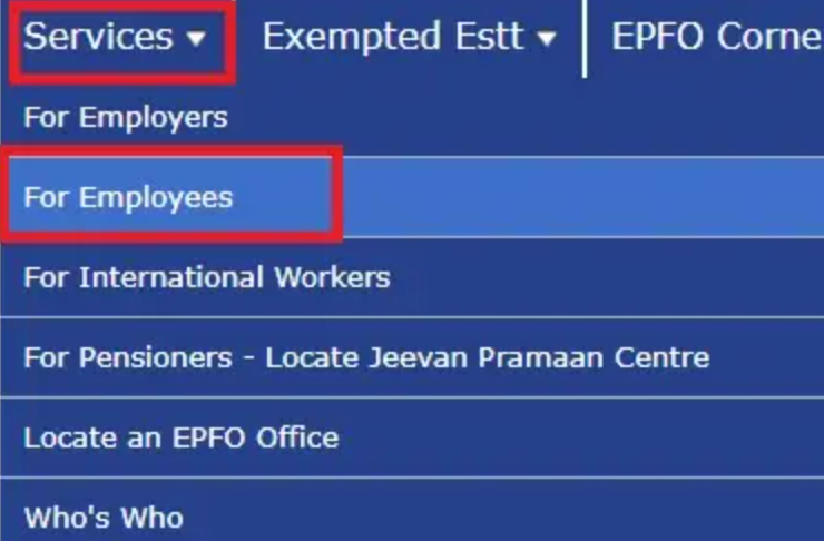 Services and choose For Employees