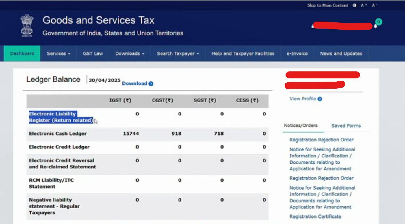 open your GST account