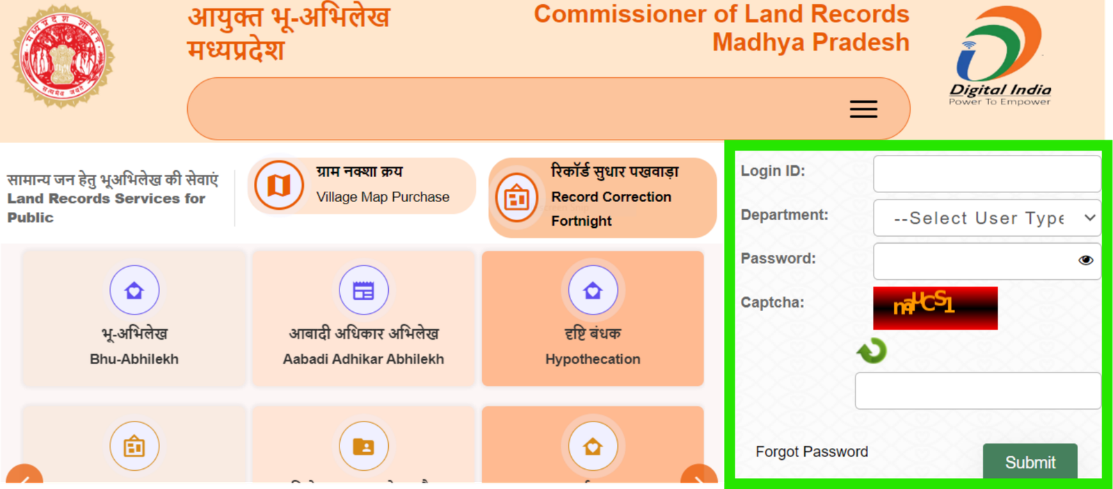 Open the MP Bhulekh portal