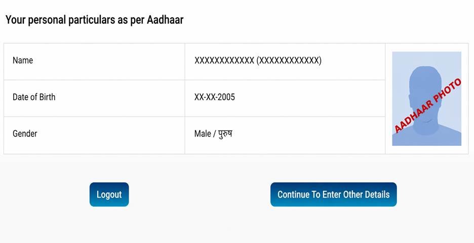 Continue to Enter Other Details