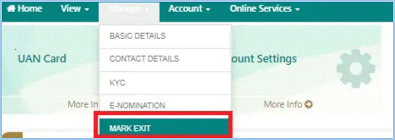 Click Manage and Mark Exit
